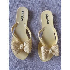 MINI HELISHA Bow Harmonic Flip Flops Sandals Gold US 8